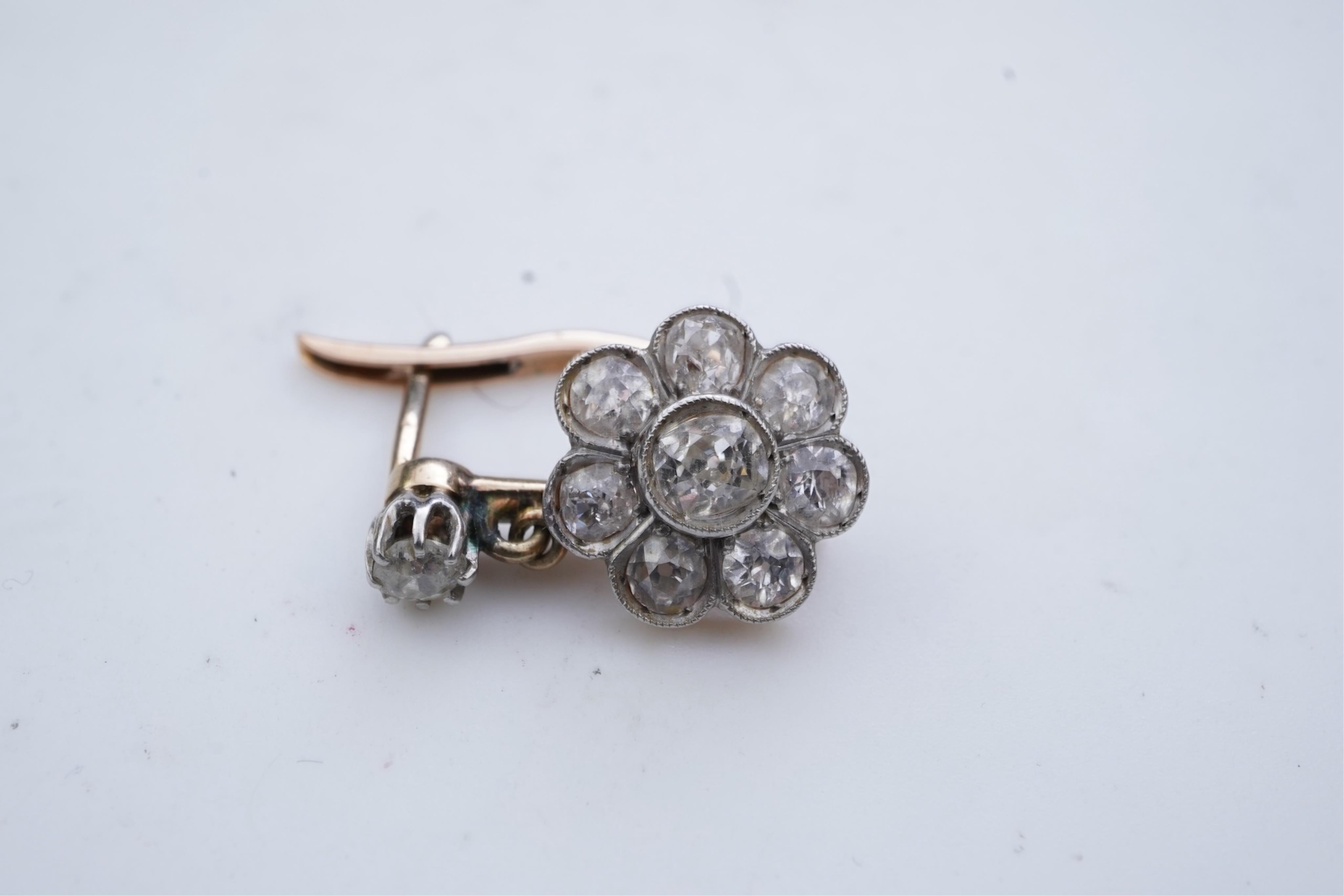 A pair of Edwardian diamond earrings, early 20th century